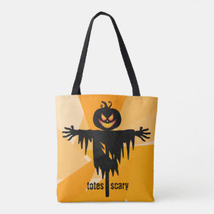 Halloween Zwart Sinaasappel vogelverschrikker Tote Bag