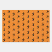 Halloween zwart sinaasappel wit heksenpatroon inpakpapier vel (Voorkant 3)