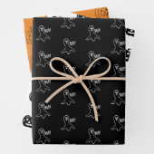 Halloween zwart sinaasappel wit spookjack o lantaa inpakpapier vel (In situ)