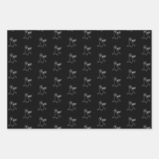 Halloween zwart sinaasappel wit spookjack o lantaa inpakpapier vel (Voorkant)