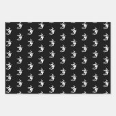 Halloween zwart sinaasappel wit zwart kattengeest inpakpapier vel (Voorkant)