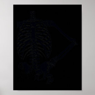 Halloween Zwart Skelet Hand op Hip Poster