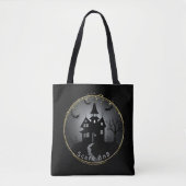 Halloween zwart spookhuis tote bag (Voorkant)