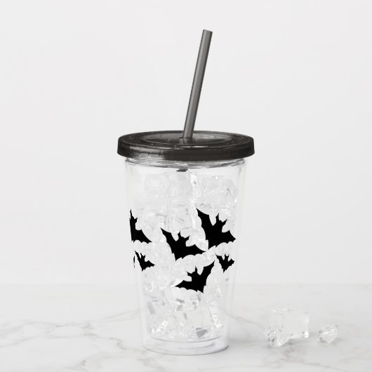 Halloween zwart vleermuizen cool spooky acryl drinkbeker (Achterkant ijs)