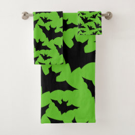 Halloween zwart vleermuizen groen cool spooky patr bad handdoek