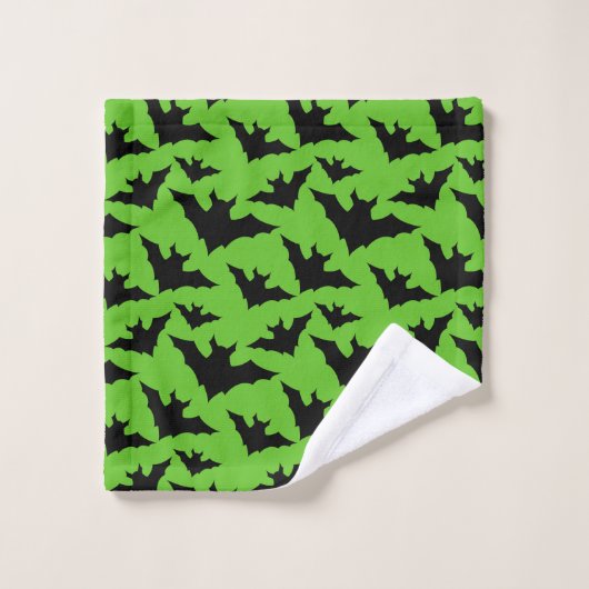 Halloween zwart vleermuizen groen cool spooky patr bad handdoek (Wasdoekje)