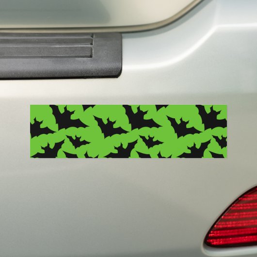 Halloween zwart vleermuizen groen cool spooky patr bumpersticker (Op auto)