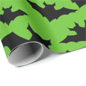 Halloween zwart vleermuizen groen cool spooky patr cadeaupapier (Rol Hoek)