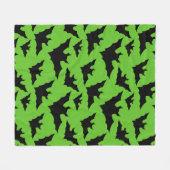 Halloween zwart vleermuizen groen cool spooky patr fleece deken (Voorkant (Horizontaal))