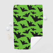 Halloween zwart vleermuizen groen cool spooky patr golfhanddoek (Insitu)