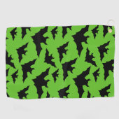 Halloween zwart vleermuizen groen cool spooky patr golfhanddoek (Horizontaal)
