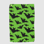 Halloween zwart vleermuizen groen cool spooky patr golfhanddoek (Voorkant)