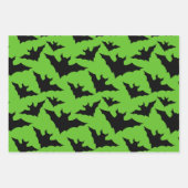 Halloween zwart vleermuizen groen cool spooky patr inpakpapier vel (Voorkant)