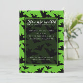 Halloween zwart vleermuizen groen cool spooky patr kaart (Staand voorkant)