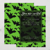 Halloween zwart vleermuizen groen cool spooky patr kaart (Voorkant / Achterkant)