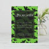 Halloween zwart vleermuizen groen cool spooky patr kaart (Staand voorkant)