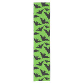 Halloween zwart vleermuizen groen cool spooky patr korte tafelloper (Voorkant)