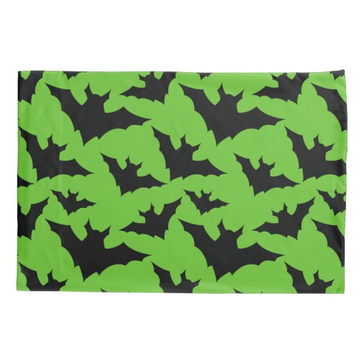 Halloween zwart vleermuizen groen cool spooky patr kussensloop (Achterkant)