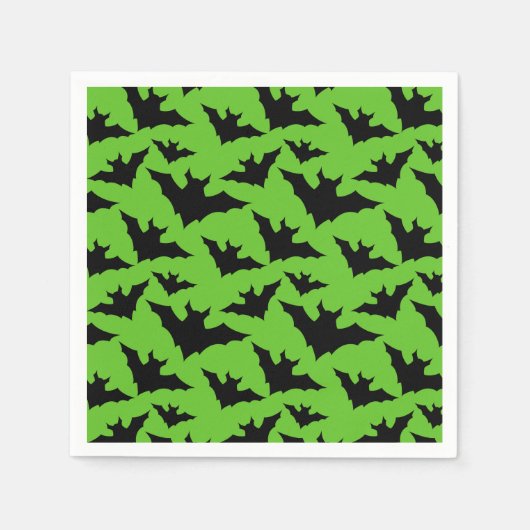 Halloween zwart vleermuizen groen cool spooky patr servet (Voorkant)
