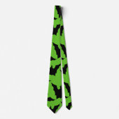 Halloween zwart vleermuizen groen cool spooky patr stropdas (Voorkant)