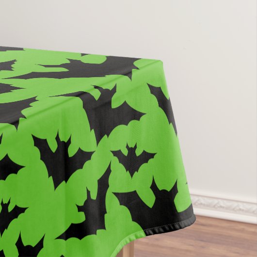 Halloween zwart vleermuizen groen cool spooky patr tafelkleed (Voorbeeld)
