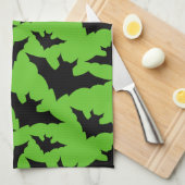 Halloween zwart vleermuizen groen cool spooky patr theedoek (Quarter Fold)
