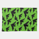 Halloween zwart vleermuizen groen cool spooky patr theedoek (Horizontaal)