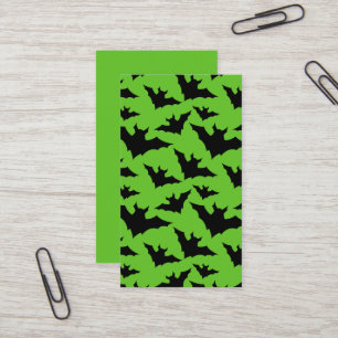 Halloween zwart vleermuizen groen cool spooky patr visitekaartje