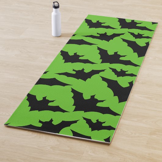 Halloween zwart vleermuizen groen cool spooky patr yogamat (In situ)
