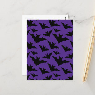 Halloween zwart vleermuizen paarse cool spooky pat briefkaart