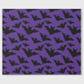 Halloween zwart vleermuizen paarse cool spooky pat cadeaupapier (Vlak)