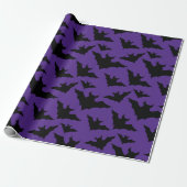 Halloween zwart vleermuizen paarse cool spooky pat cadeaupapier (Uitgerold)