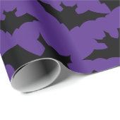 Halloween zwart vleermuizen paarse cool spooky pat cadeaupapier (Rol Hoek)