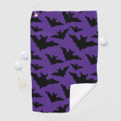 Halloween zwart vleermuizen paarse cool spooky pat golfhanddoek (Insitu)