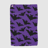 Halloween zwart vleermuizen paarse cool spooky pat golfhanddoek (Voorkant)