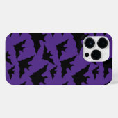 Halloween zwart vleermuizen paarse cool spooky pat iPhone hoesje (Achterkant horizontaal)