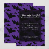 Halloween zwart vleermuizen paarse cool spooky pat kaart (Voorkant / Achterkant)