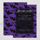 Halloween zwart vleermuizen paarse cool spooky pat kaart (Voorkant / Achterkant)