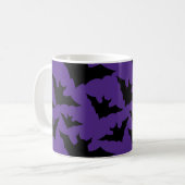 Halloween zwart vleermuizen paarse cool spooky pat koffiemok (Voorkant links)