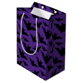 Halloween zwart vleermuizen paarse cool spooky pat medium cadeauzakje (Achterkant Gekanteld)