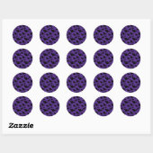 Halloween zwart vleermuizen paarse cool spooky pat ronde sticker (Vel)