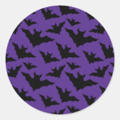 Halloween zwart vleermuizen paarse cool spooky pat ronde sticker (Voorkant)