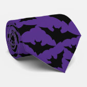 Halloween zwart vleermuizen paarse cool spooky pat stropdas (Opgerold)