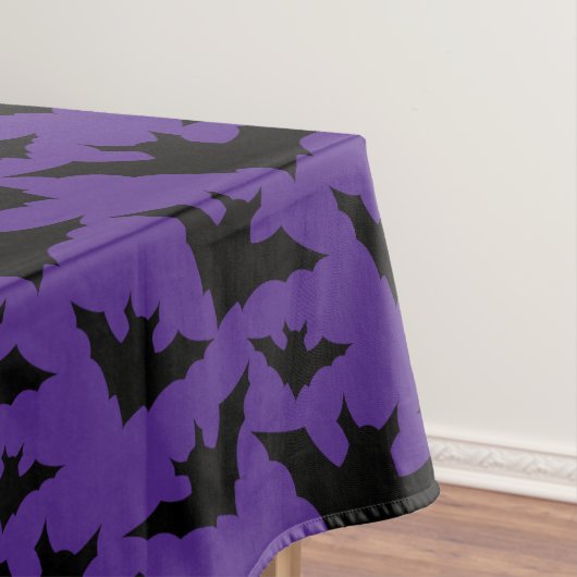 Halloween zwart vleermuizen paarse cool spooky pat tafelkleed (Voorbeeld)