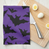 Halloween zwart vleermuizen paarse cool spooky pat theedoek (Quarter Fold)