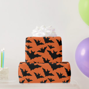 Halloween zwart vleermuizen sinaasappel cool spook cadeaupapier