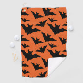 Halloween zwart vleermuizen sinaasappel cool spook golfhanddoek (Insitu)