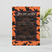 Halloween zwart vleermuizen sinaasappel cool spook kaart (Staand voorkant)