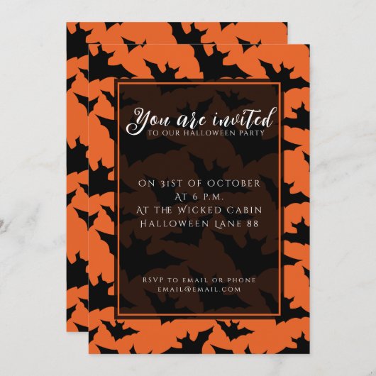 Halloween zwart vleermuizen sinaasappel cool spook kaart (Voorkant / Achterkant)