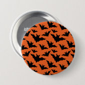 Halloween zwart vleermuizen sinaasappel cool spook ronde button 7,6 cm (Voorkant /achterkant)